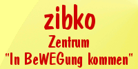 Schriftzug: zibko, Zentrum In BeWEGung kommen